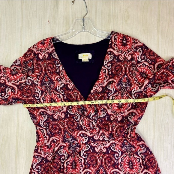 Anthropologie Maeve Pink Floral long sleeve Belted stretch knit dress size L - Picture 14 of 16